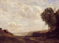 Corot, Jean-Baptiste-Camille - Landscape by the Lake